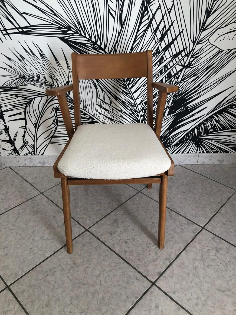 Chaise scandinave tissu bouclette – Image 2