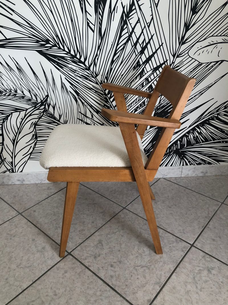 Chaise scandinave tissu bouclette – Image 3