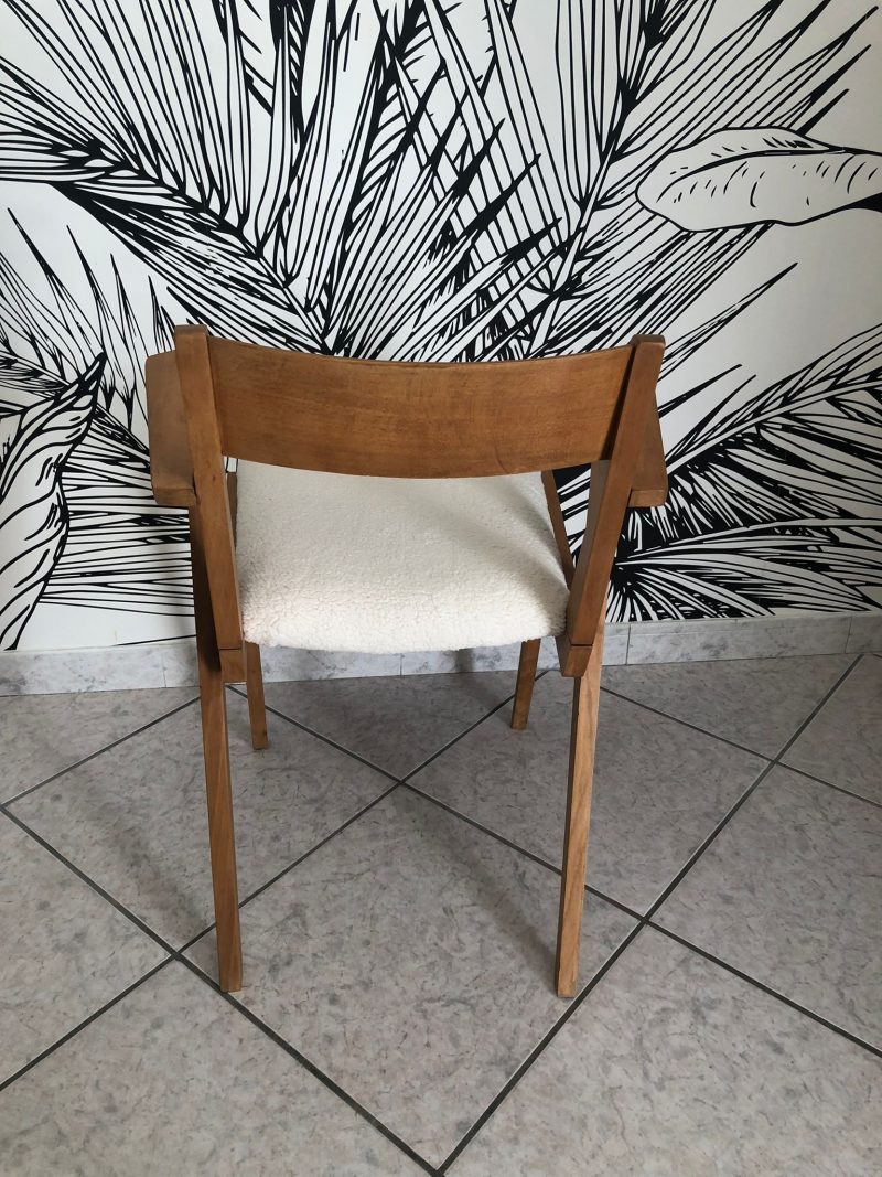 Chaise scandinave tissu bouclette – Image 4